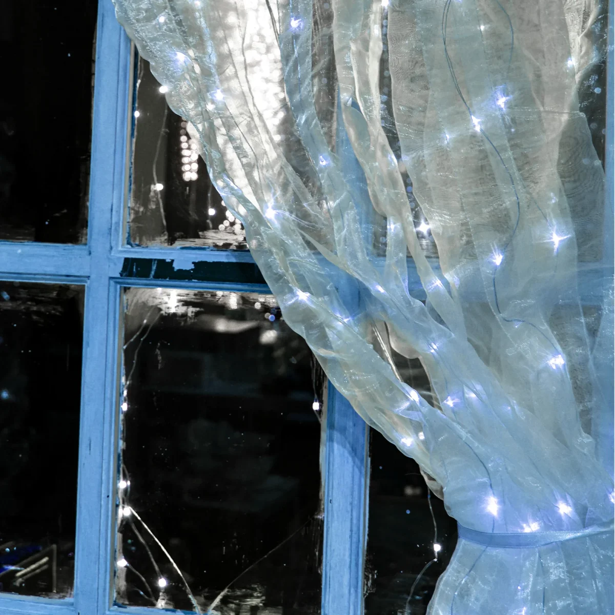 Tenda Chiffon con 200 nanoled Bianco luce fredda per uso interno - immagine 4
