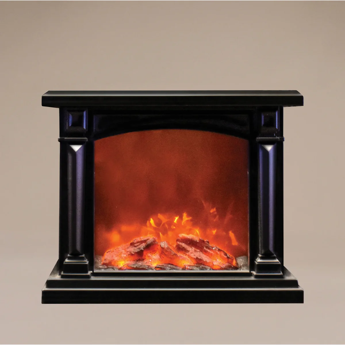 Caminetto nero con legna effetto fuoco a batteria per uso interno - immagine 4