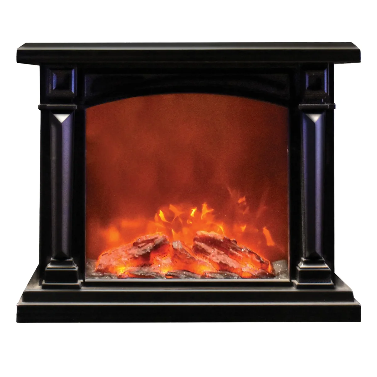 Caminetto nero con legna effetto fuoco a batteria per uso interno - immagine 3