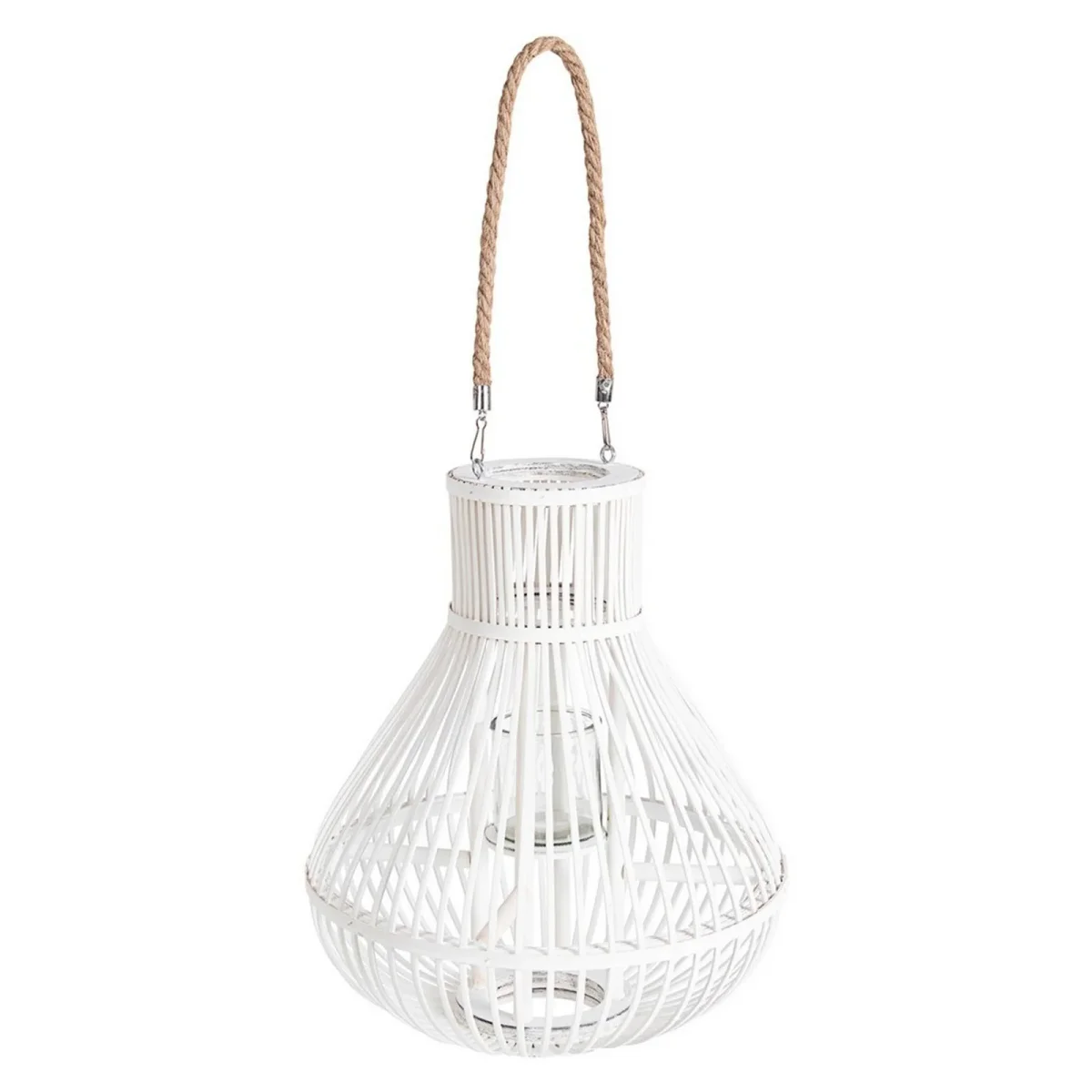Lanterna "Belem" con manico in juta da esterno in bambù decorazione per giardino - immagine 7