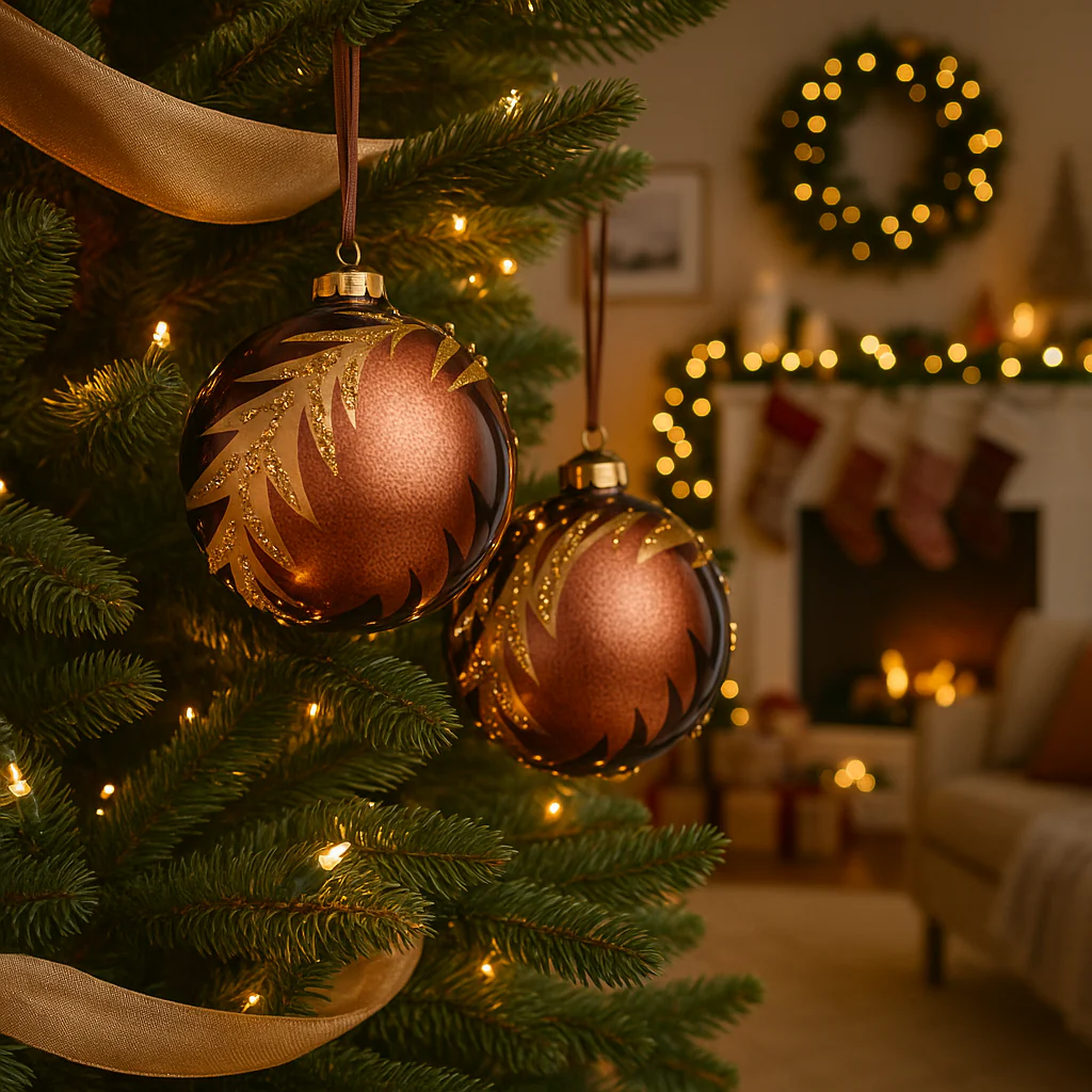 Palline per albero di natale in vetro Marrone Trasparente pendaglio Tinta Unita