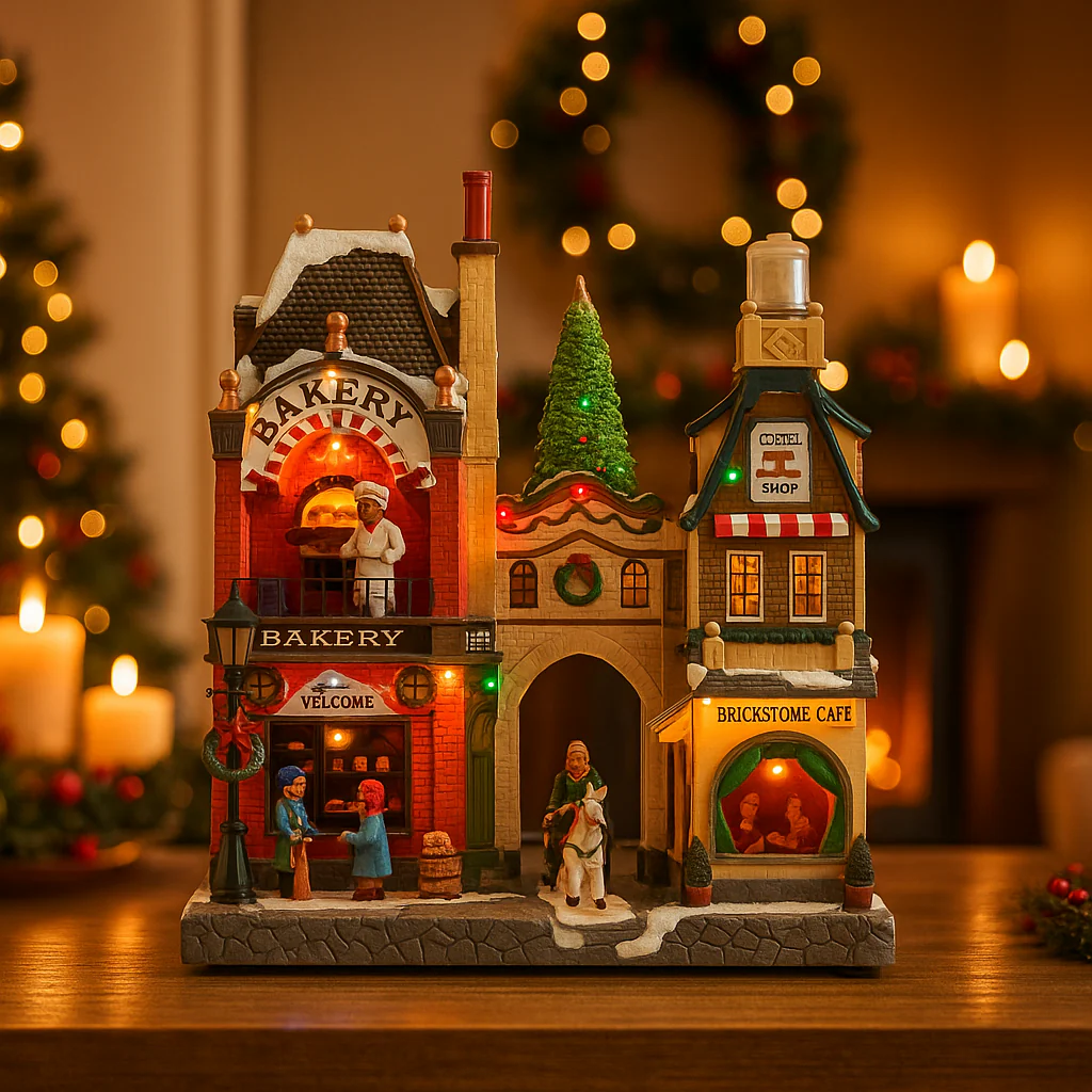 Scena Natalizia negozi vari illuminata con led decorazione per villaggio di Natale - immagine 4