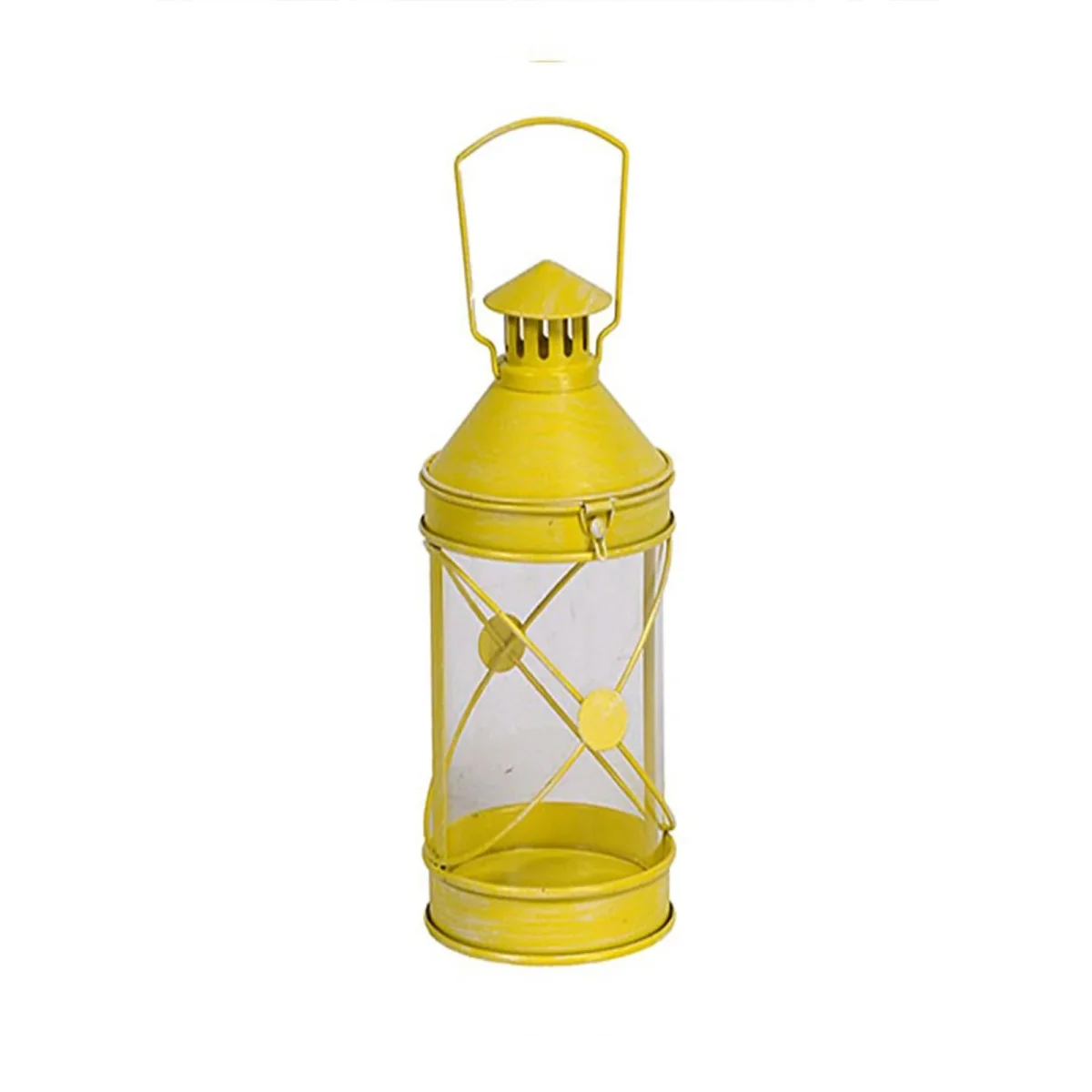 Lanterna in metallo ad incrocio appendibile da esterno e giardino h 27 cm - immagine 5