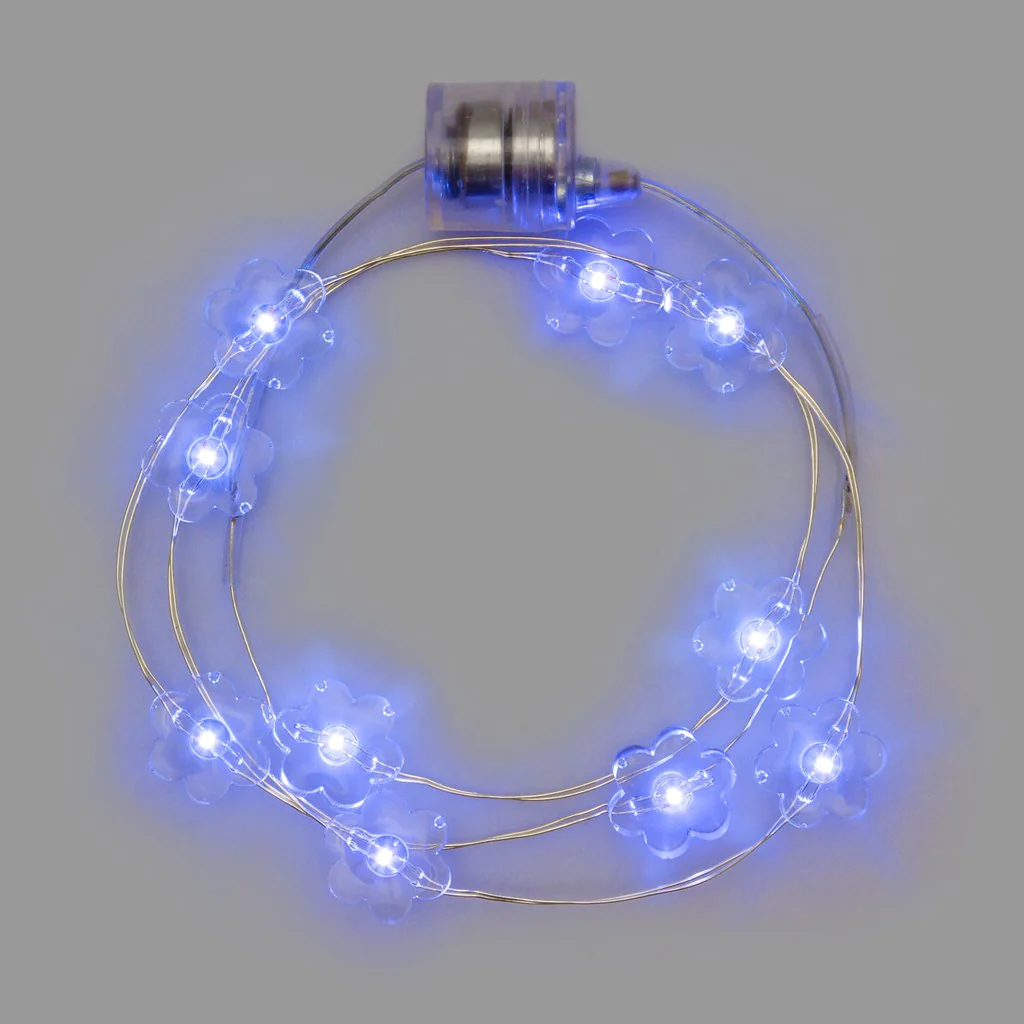 Collana modellabile "Brilly Flowers" con 10 Fiori led per feste ed eventi a batteria - immagine 9