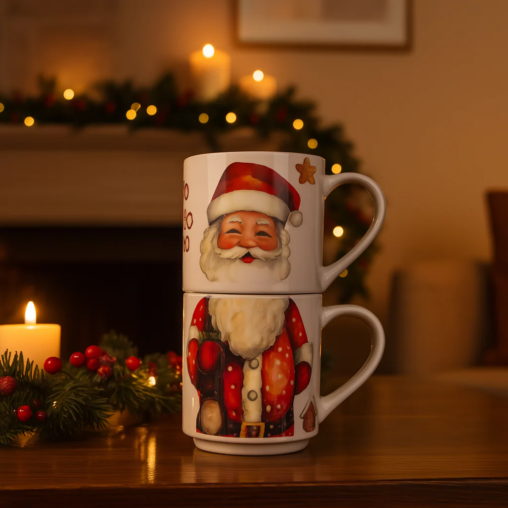 Tazza di Natale in porcellana per decorazioni natalizie 265 ml set da 2 - immagine 6