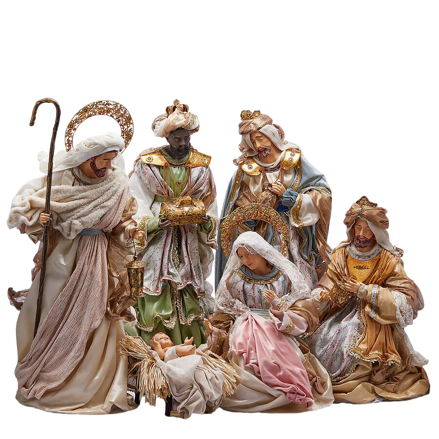 Natività con 6 personaggi, da 76 cm, con vestiti di alta qualità - immagine 3