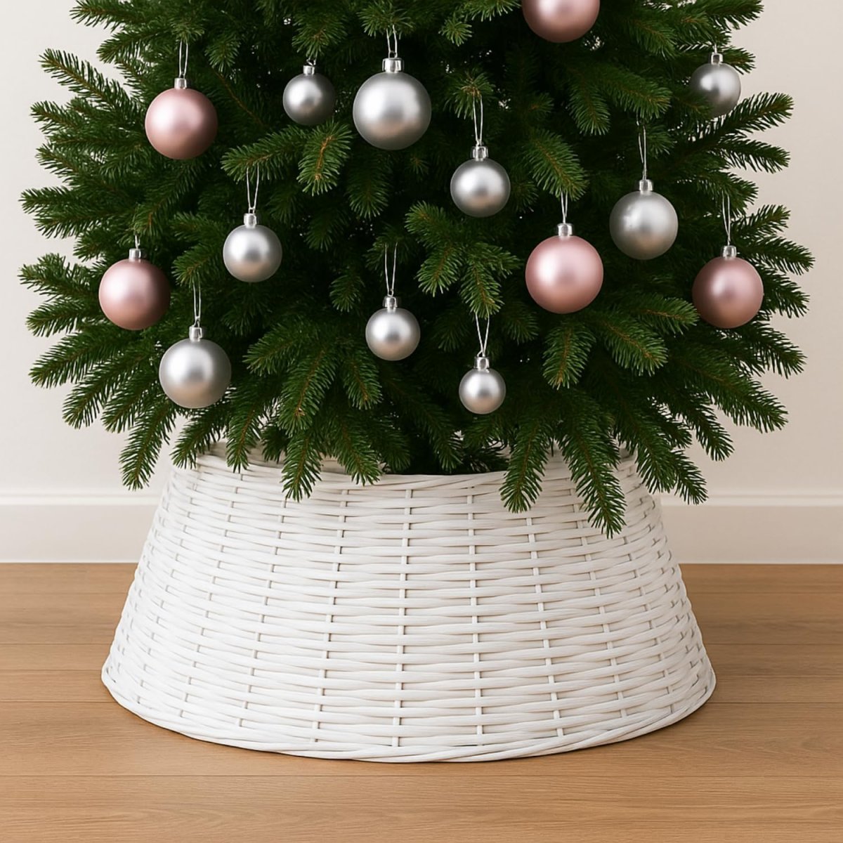 Cesta copri base "Nevin" per Albero di Natale sottoalbero in legno di salice - immagine 4