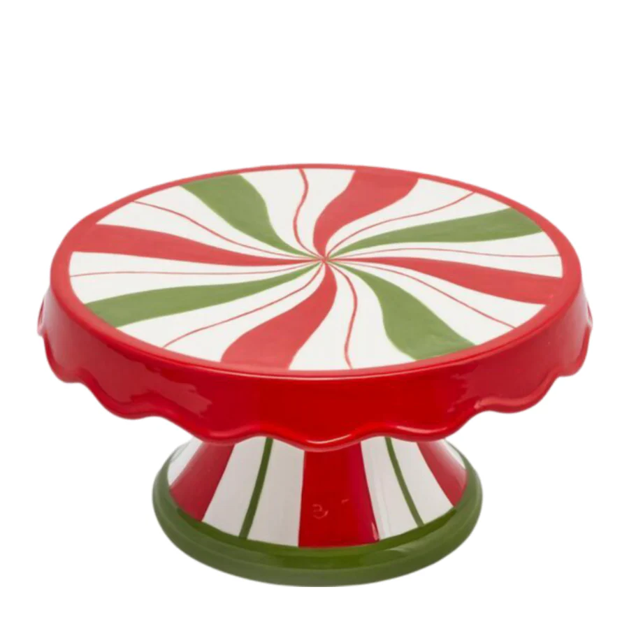 Alzata "Candy" colorata su piede con bordo per torte e dolci decorazione natalizia - immagine 2