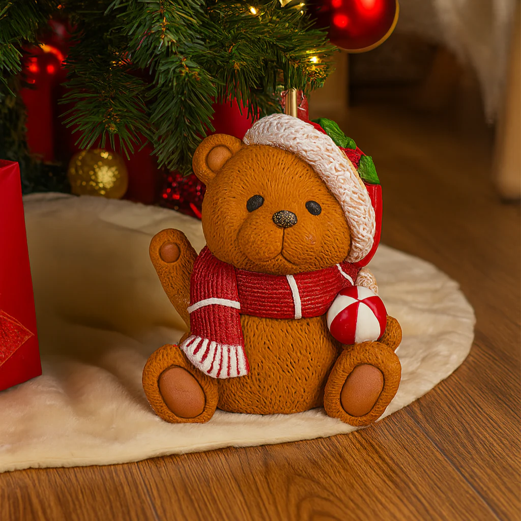 Base per albero di natale orso in poliresina per decorazioni natalizie - immagine 3