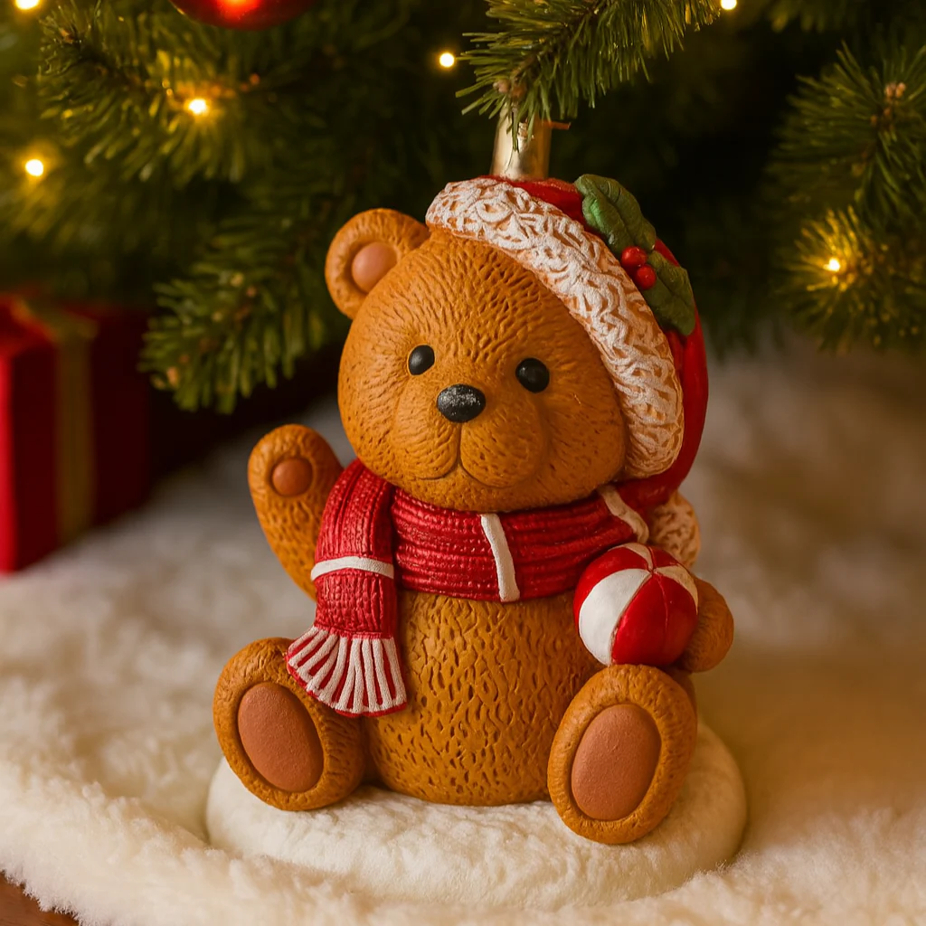 Base per albero di natale orso in poliresina per decorazioni natalizie - immagine 7