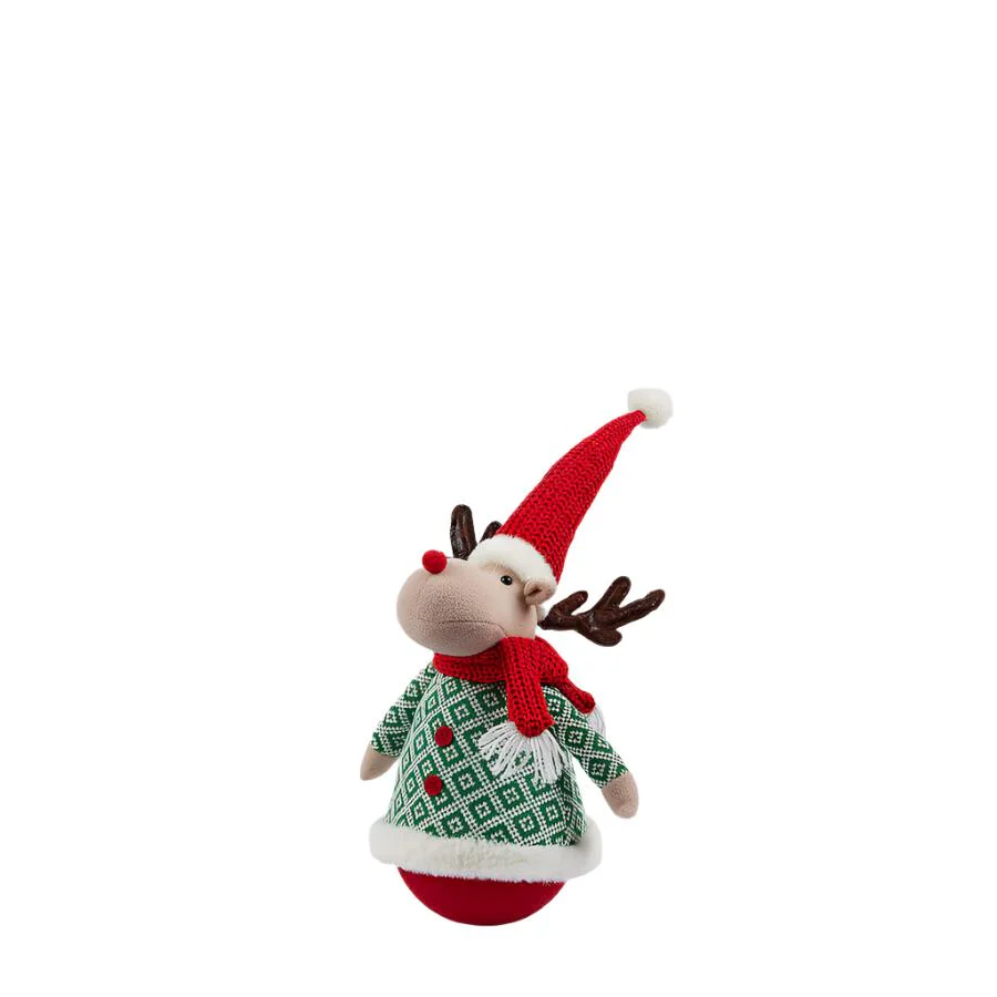 Pupazzetto decorativo renna verde e rosso per il natale - immagine 3