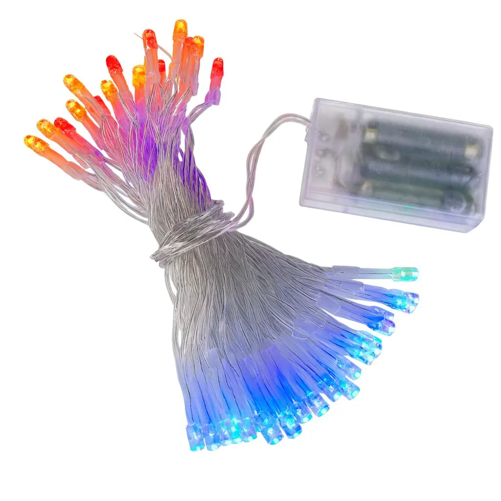 Luci di natale catena a batteria da 20 led 5 mm multicolor con cavo trasparente
