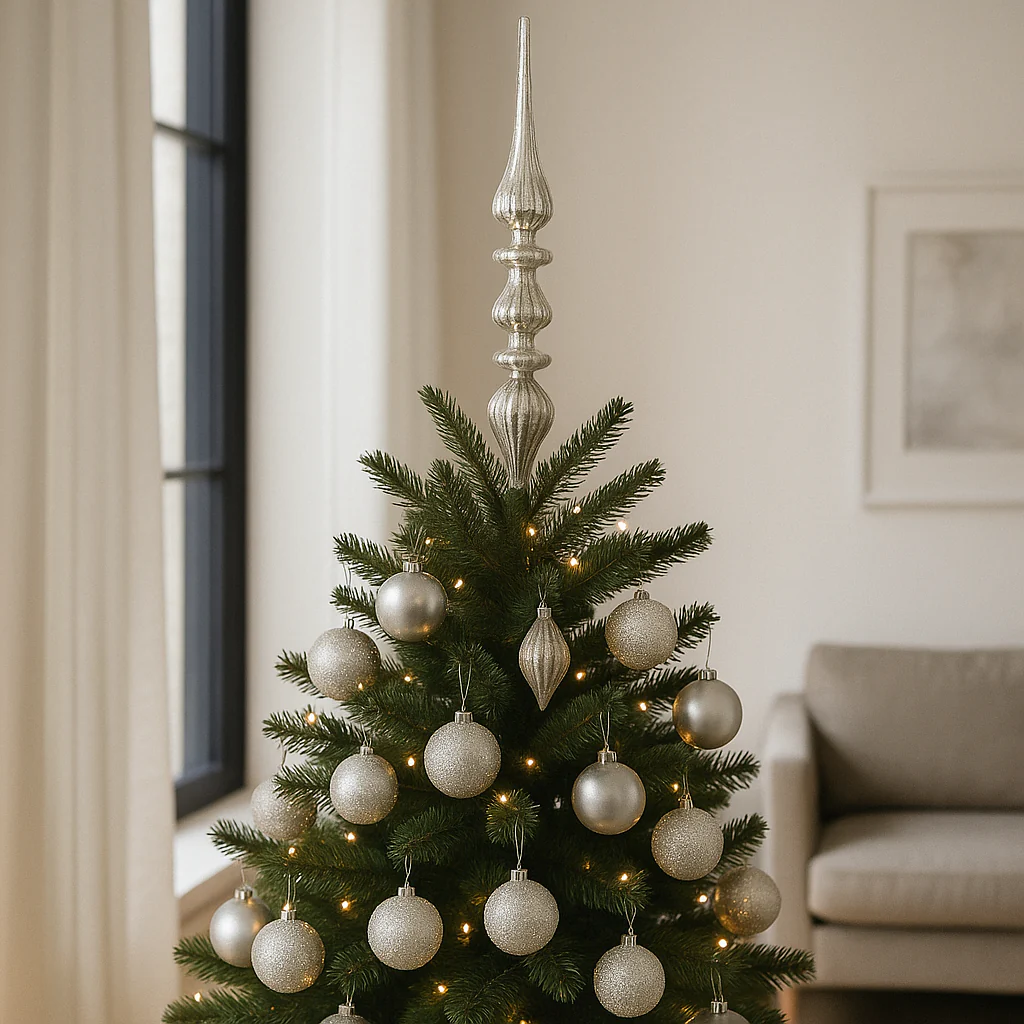 Puntale per albero di Natale con sfere in vetro decorazione e addobbo da 35 cm - immagine 5