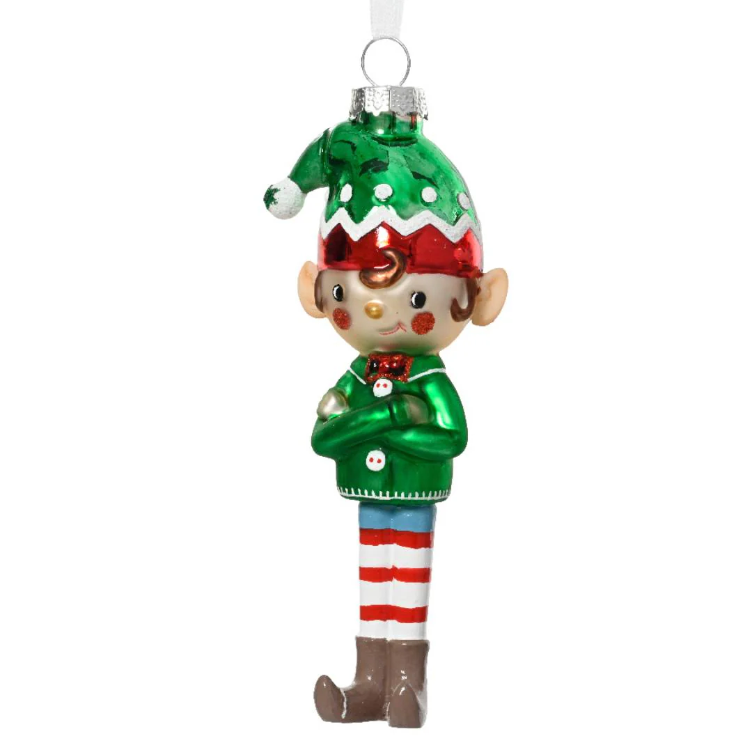 Pendaglio a forma di Elfo per albero decorazione natalizia da 14 cm - immagine 3