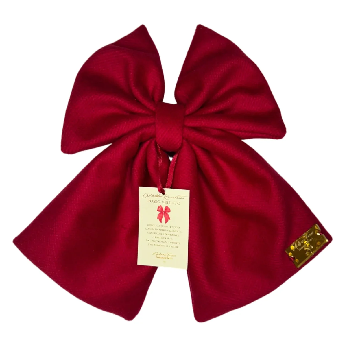 Addobbo Romantico Rosso Velluto da 30 cm decorazine Made in Italy by Madame Fioccò