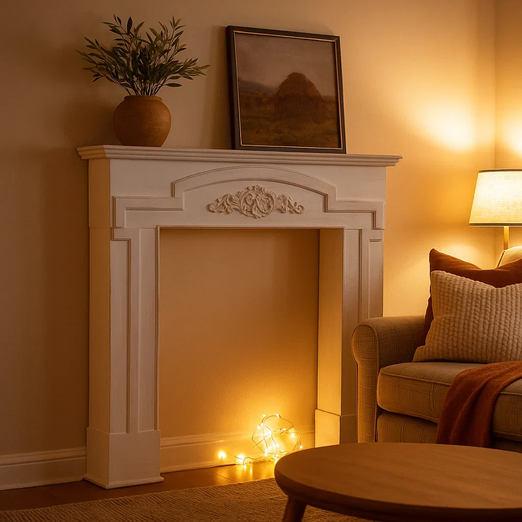 Struttura caminetto natalizio in legno per decorazioni natalizie h 95 cm - immagine 4
