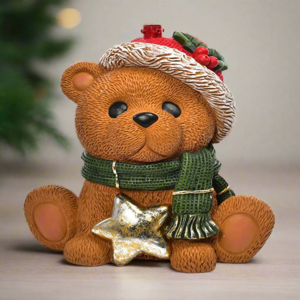 Base per albero di natale orso in poliresina per decorazioni natalizie - immagine 4