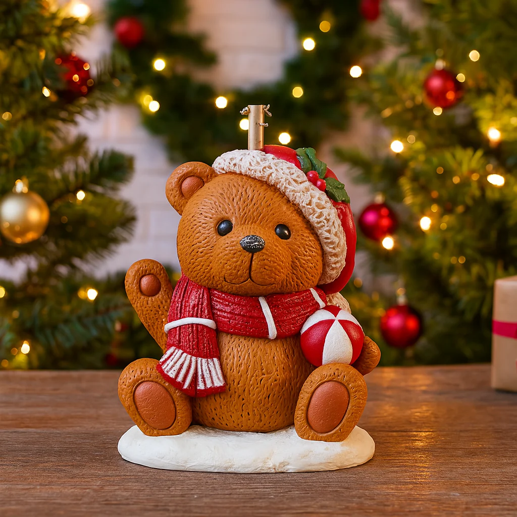 Base per albero di natale orso in poliresina per decorazioni natalizie - immagine 8