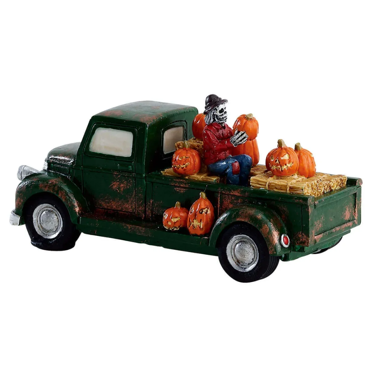 Decorazione "Truck di pickup di zucca" per Villaggio di Natale e presepe, in Resina da h 6 cm - immagine 3