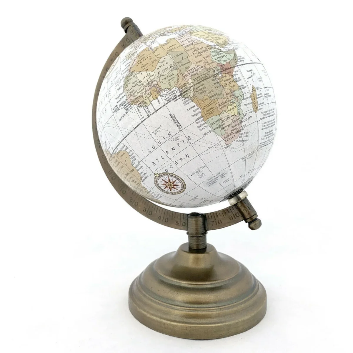 Mappamondo con piedistallo in legno girevole sull'asse decorazione per ambienti h 21cm - immagine 5