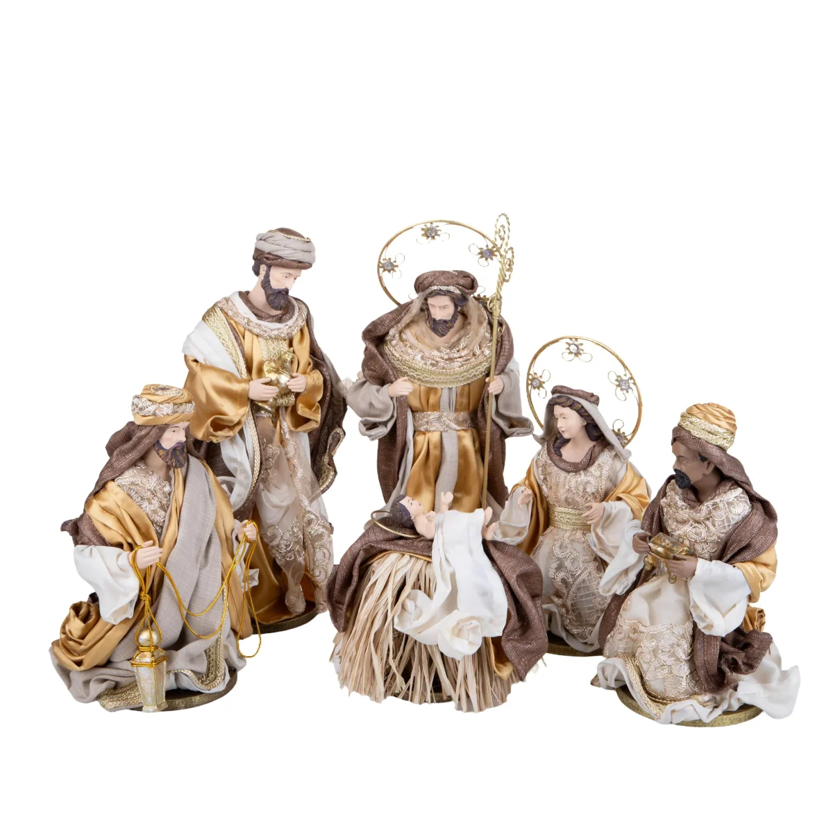 Natività natalizia in tessuto e resina, presepe realistico, 6 personaggi da 40 cm