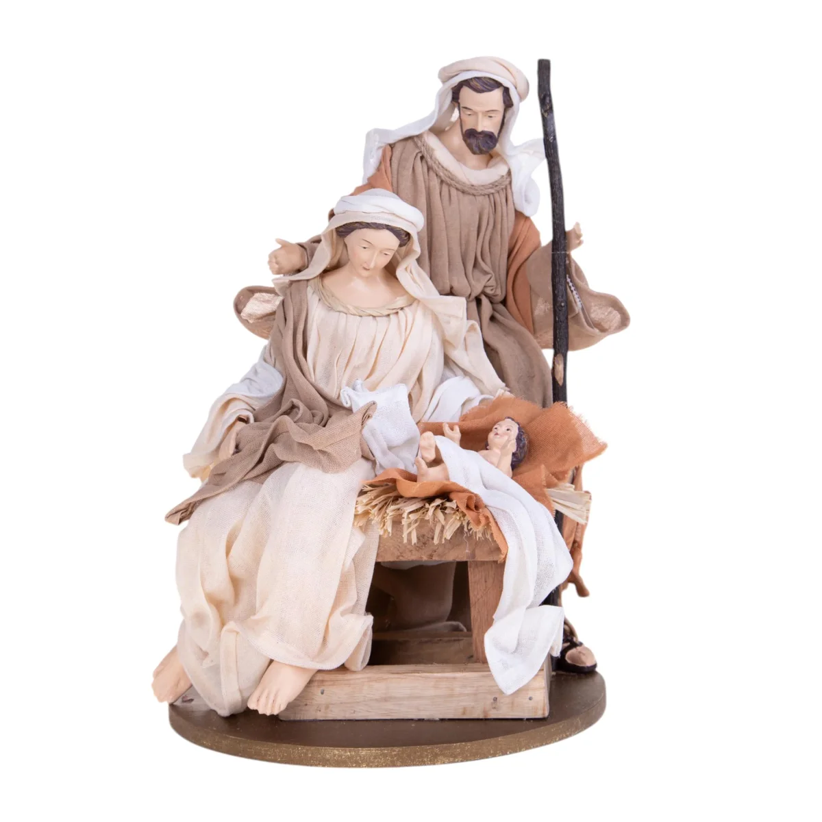 Natività con base in tessuto e resina, con personaggi realistici da 35 cm - immagine 3