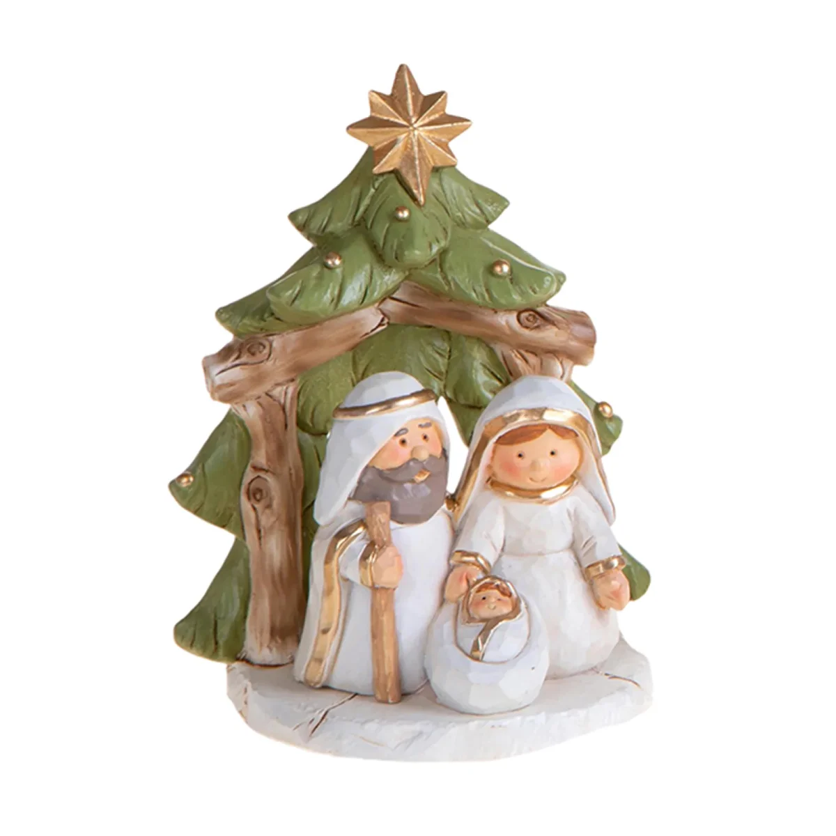 Mini natività color crema e oro decorazione natalizia da 9 x 10 cm - immagine 3
